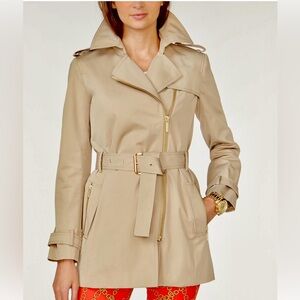 MICHAEL Michael Kors Belted Front-Zip Trench Coat Petite Medium